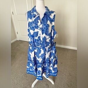 NWOT Sugarlips Blue and White Mini Shirt Dress Size 2X